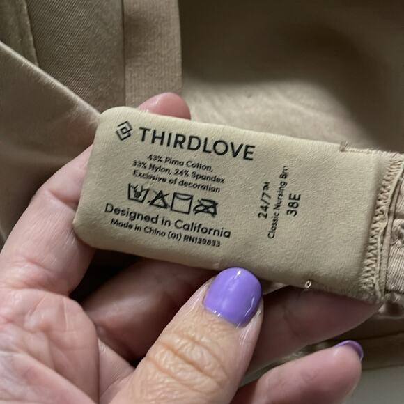 ThirdLove 24/7 Tan / Nude Classic Nursing Bra Women's Size 38E - Picture 7 of 7